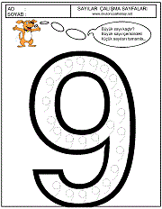 okul öncesi 9 sayısı çizgi çalışması